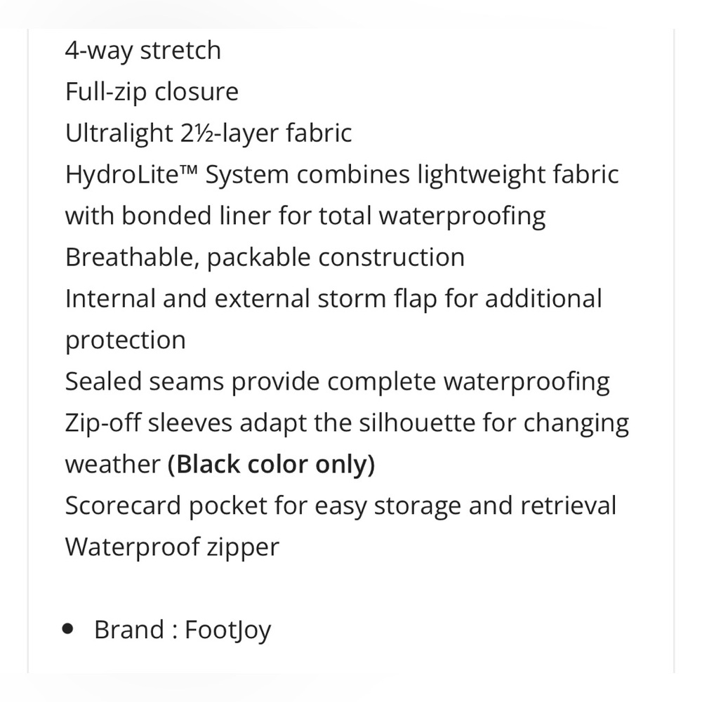 FootJoy Men's HydroLite ZIP Golf Rain Jacket WATERPROOF CHARCOAL HOUNDSTOOTH XL - Picture 12 of 16